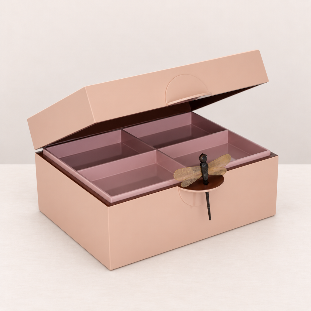 Caja Libélula Rosa Empolvado